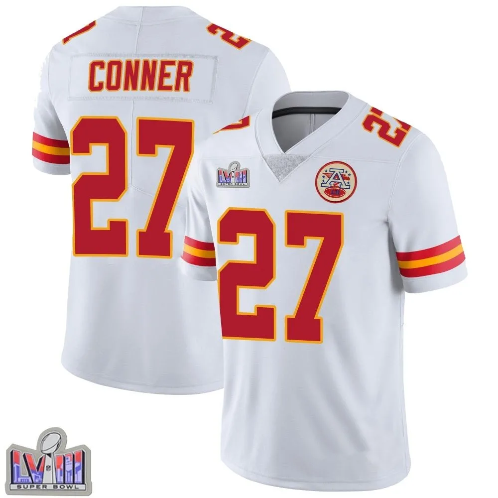 Youth Kansas City Chiefs Chamarri Conner Nike Vapor Untouchable Super Bowl LVIII Patch Limited White Jersey Youth Kansas City Chiefs Chamarri Conner Nike Vapor Untouchable Super Bowl LVIII Patch Limited White Jersey