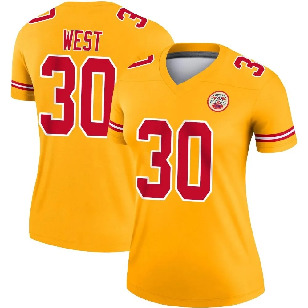 Women's Kansas City Chiefs Charcandrick West Nike Inverted Legend Gold Jersey Women's Kansas City Chiefs Charcandrick West Nike Inverted Legend Gold Jersey