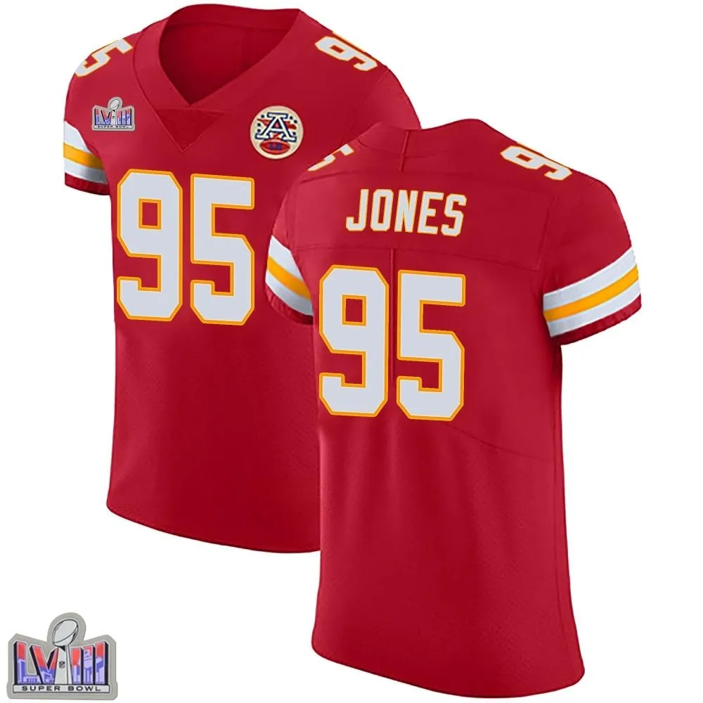 Men's Kansas City Chiefs Chris Jones Nike Team Color Vapor Untouchable Super Bowl LVIII Patch Elite Red Jersey Men's Kansas City Chiefs Chris Jones Nike Team Color Vapor Untouchable Super Bowl LVIII Patch Elite Red Jersey