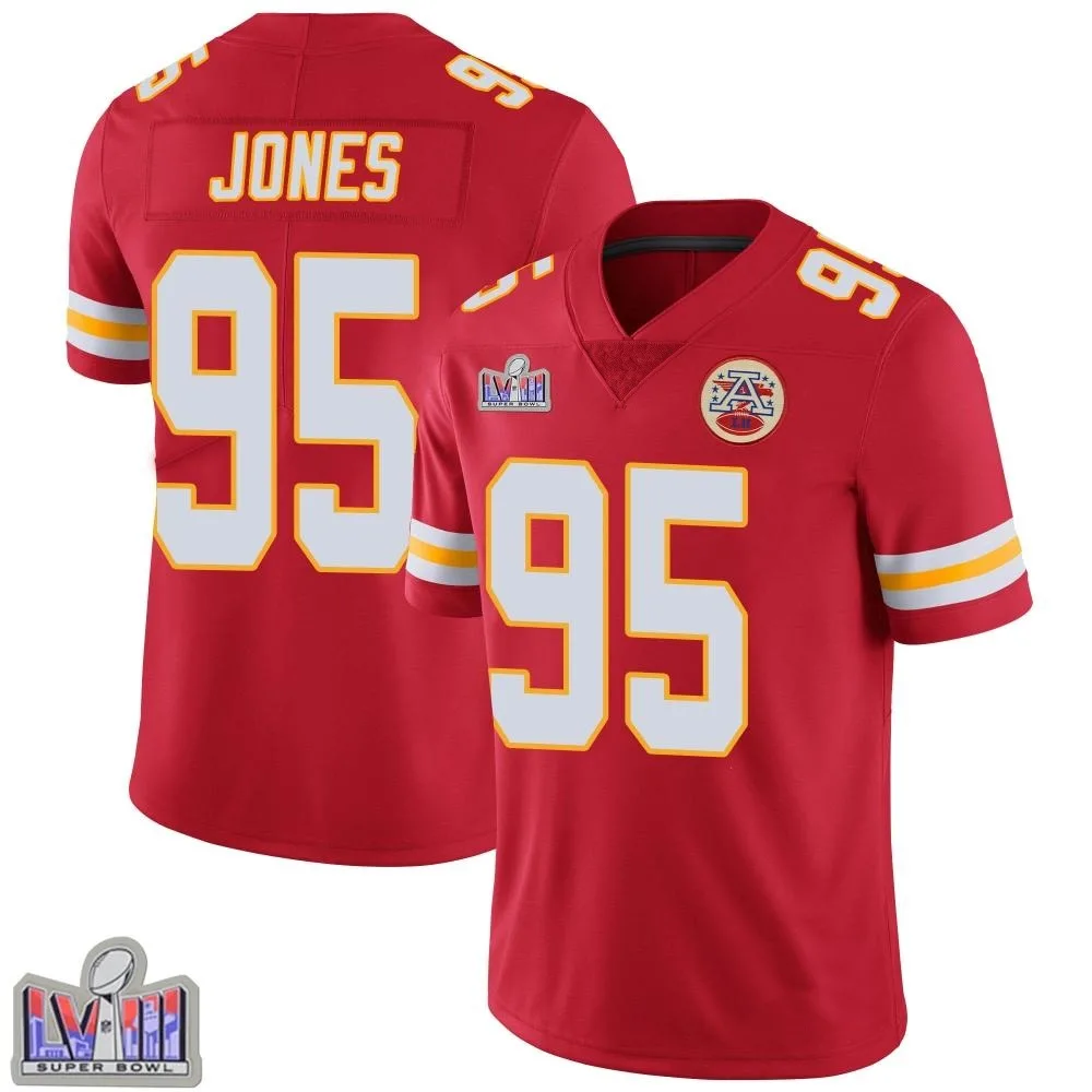 Men's Kansas City Chiefs Chris Jones Nike Team Color Vapor Untouchable Super Bowl LVIII Patch Limited Red Jersey Men's Kansas City Chiefs Chris Jones Nike Team Color Vapor Untouchable Super Bowl LVIII Patch Limited Red Jersey