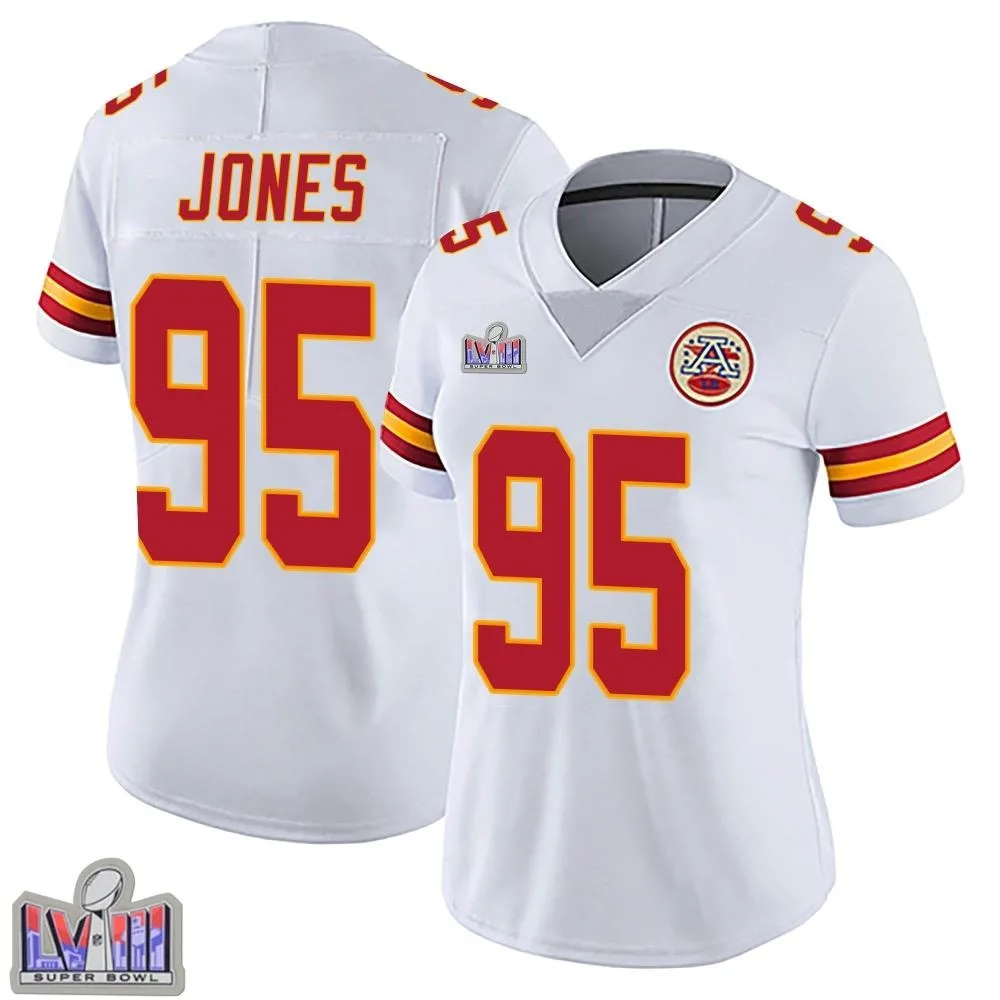 Women's Kansas City Chiefs Chris Jones Nike Vapor Untouchable Super Bowl LVIII Patch Limited White Jersey Women's Kansas City Chiefs Chris Jones Nike Vapor Untouchable Super Bowl LVIII Patch Limited White Jersey