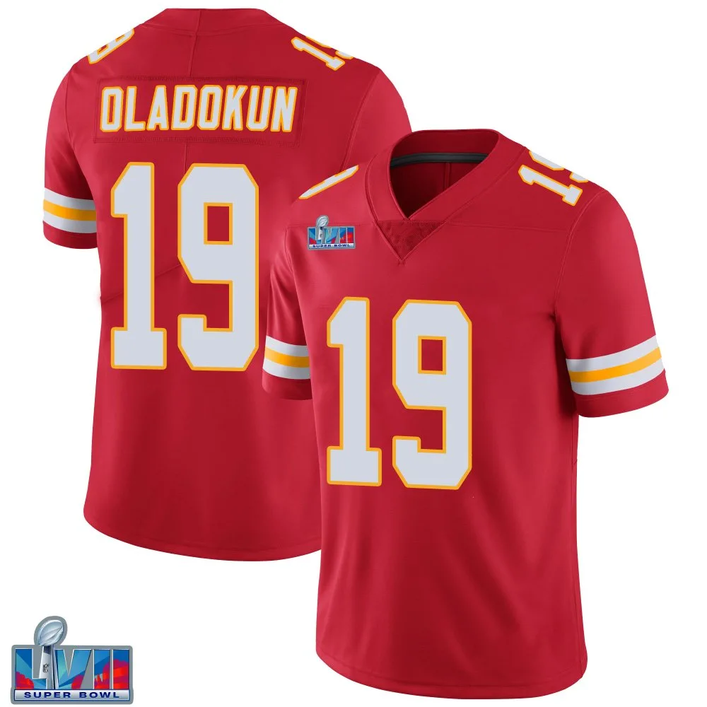 Men's Kansas City Chiefs Chris Oladokun Nike Team Color Vapor Untouchable Super Bowl LVII Patch Limited Red Jersey Men's Kansas City Chiefs Chris Oladokun Nike Team Color Vapor Untouchable Super Bowl LVII Patch Limited Red Jersey