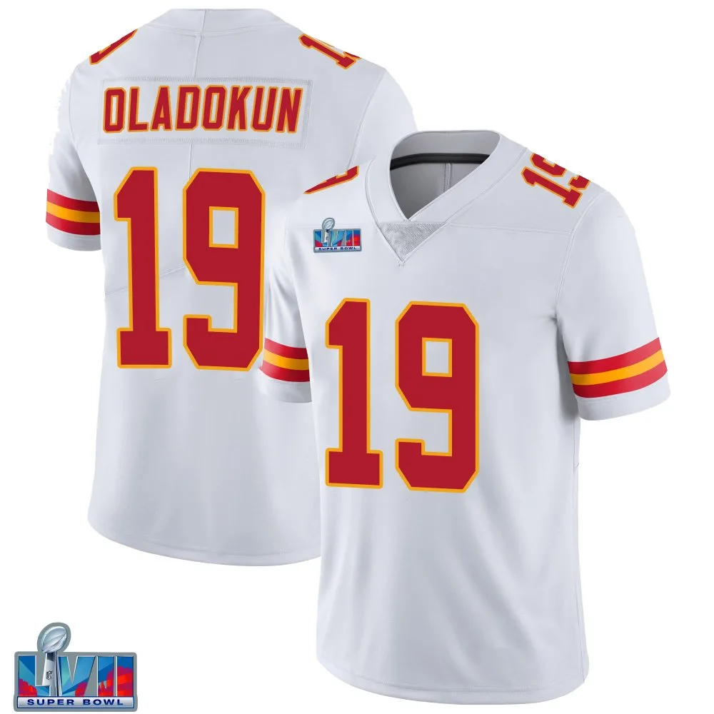Men's Kansas City Chiefs Chris Oladokun Nike Vapor Untouchable Super Bowl LVII Patch Limited White Jersey Men's Kansas City Chiefs Chris Oladokun Nike Vapor Untouchable Super Bowl LVII Patch Limited White Jersey