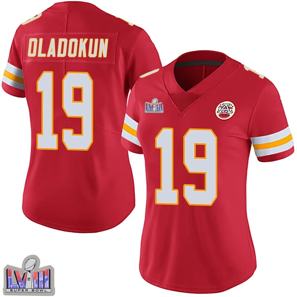 Women's Kansas City Chiefs Chris Oladokun Nike Team Color Vapor Untouchable Super Bowl LVIII Patch Limited Red Jersey Women's Kansas City Chiefs Chris Oladokun Nike Team Color Vapor Untouchable Super Bowl LVIII Patch Limited Red Jersey