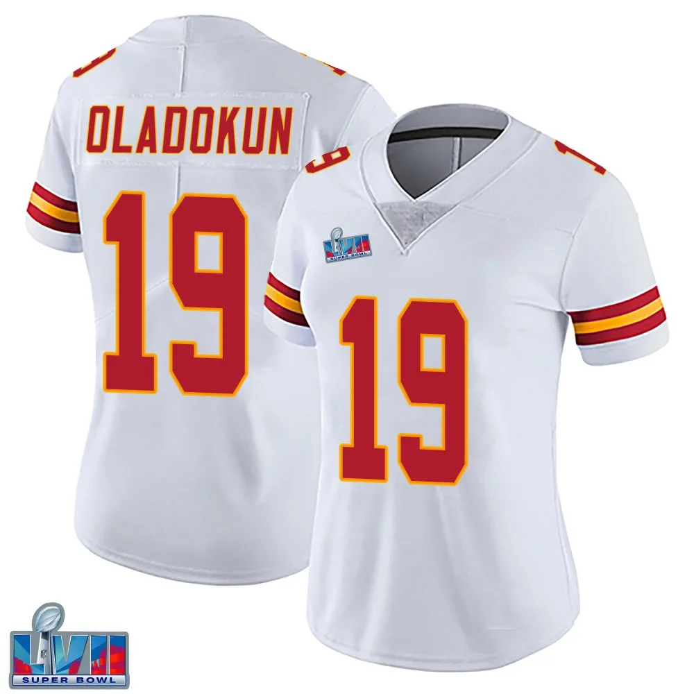Women's Kansas City Chiefs Chris Oladokun Nike Vapor Untouchable Super Bowl LVII Patch Limited White Jersey Women's Kansas City Chiefs Chris Oladokun Nike Vapor Untouchable Super Bowl LVII Patch Limited White Jersey