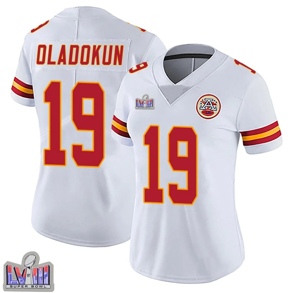 Women's Kansas City Chiefs Chris Oladokun Nike Vapor Untouchable Super Bowl LVIII Patch Limited White Jersey Women's Kansas City Chiefs Chris Oladokun Nike Vapor Untouchable Super Bowl LVIII Patch Limited White Jersey