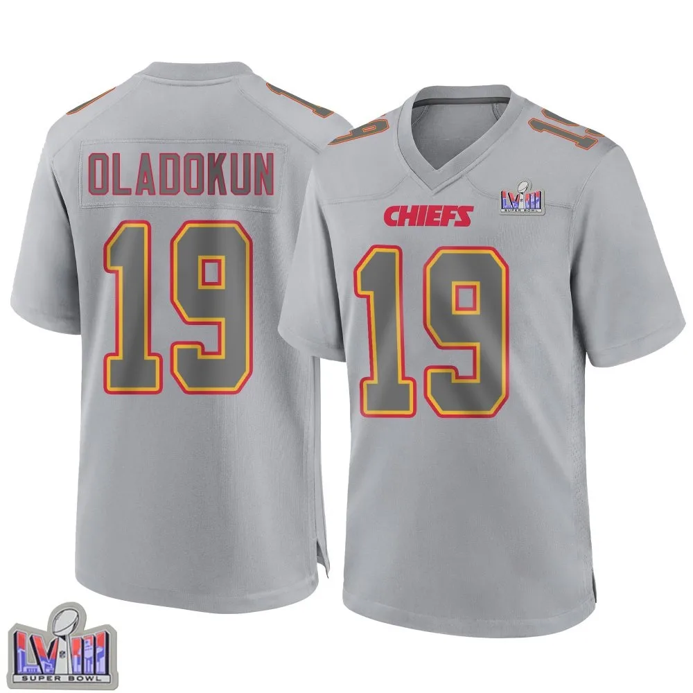 Youth Kansas City Chiefs Chris Oladokun Nike Atmosphere Fashion Super Bowl LVIII Patch Game Gray Jersey Youth Kansas City Chiefs Chris Oladokun Nike Atmosphere Fashion Super Bowl LVIII Patch Game Gray Jersey