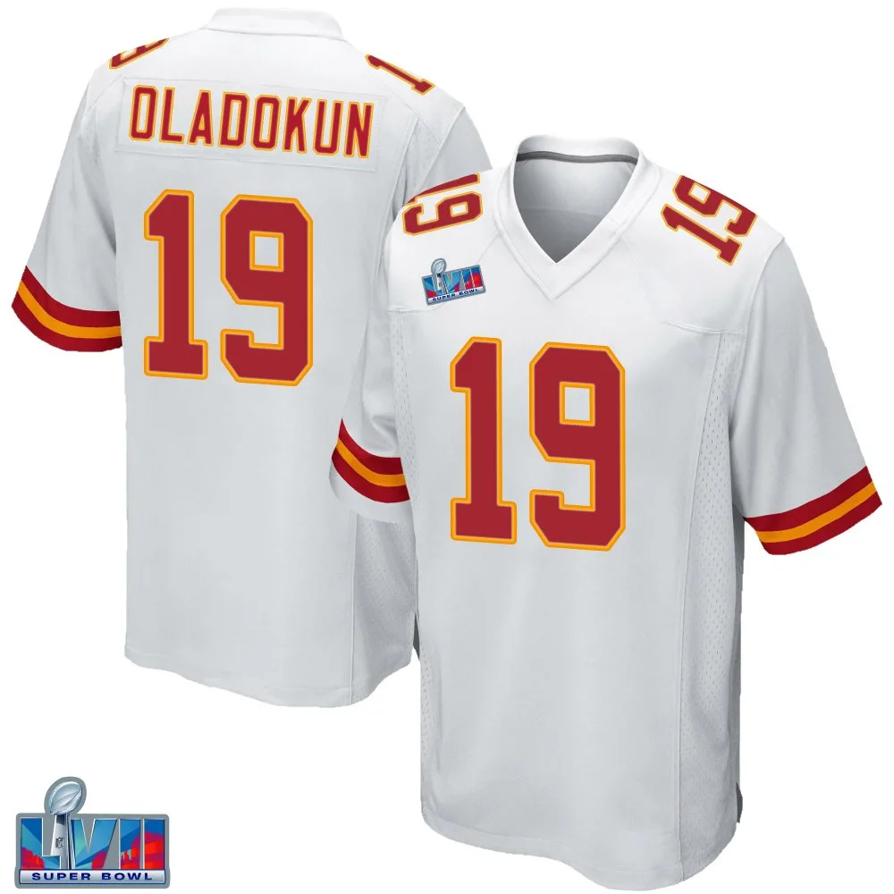 Youth Kansas City Chiefs Chris Oladokun Nike Super Bowl LVII Patch Game White Jersey Youth Kansas City Chiefs Chris Oladokun Nike Super Bowl LVII Patch Game White Jersey