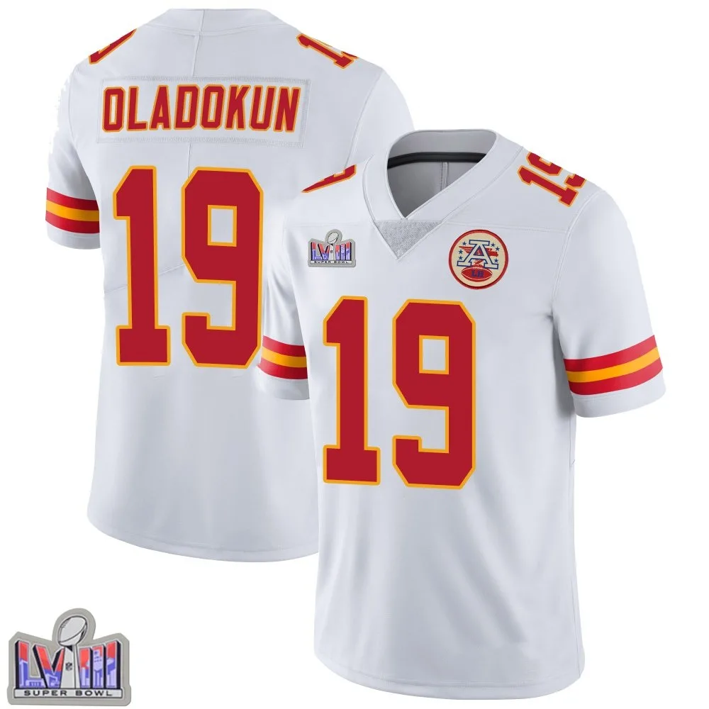 Youth Kansas City Chiefs Chris Oladokun Nike Vapor Untouchable Super Bowl LVIII Patch Limited White Jersey Youth Kansas City Chiefs Chris Oladokun Nike Vapor Untouchable Super Bowl LVIII Patch Limited White Jersey