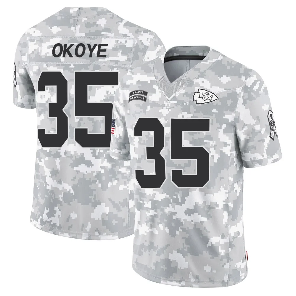 Youth Kansas City Chiefs Christian Okoye Nike 2024 Salute to Service Limited Arctic Camo Jersey Youth Kansas City Chiefs Christian Okoye Nike 2024 Salute to Service Limited Arctic Camo Jersey