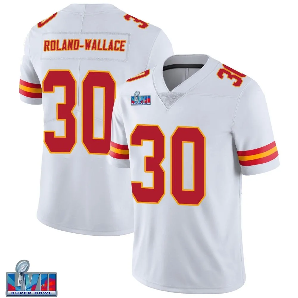 Youth Kansas City Chiefs Christian Roland-Wallace Nike Vapor Untouchable Super Bowl LVII Patch Limited White Jersey Youth Kansas City Chiefs Christian Roland-Wallace Nike Vapor Untouchable Super Bowl LVII Patch Limited White Jersey