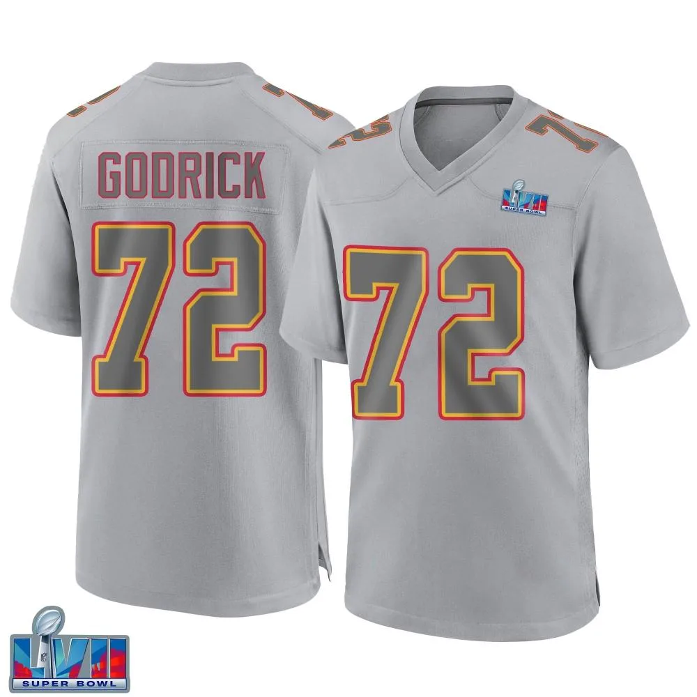 Men's Kansas City Chiefs Chukwuebuka Godrick Nike Atmosphere Fashion Super Bowl LVII Patch Game Gray Jersey Men's Kansas City Chiefs Chukwuebuka Godrick Nike Atmosphere Fashion Super Bowl LVII Patch Game Gray Jersey