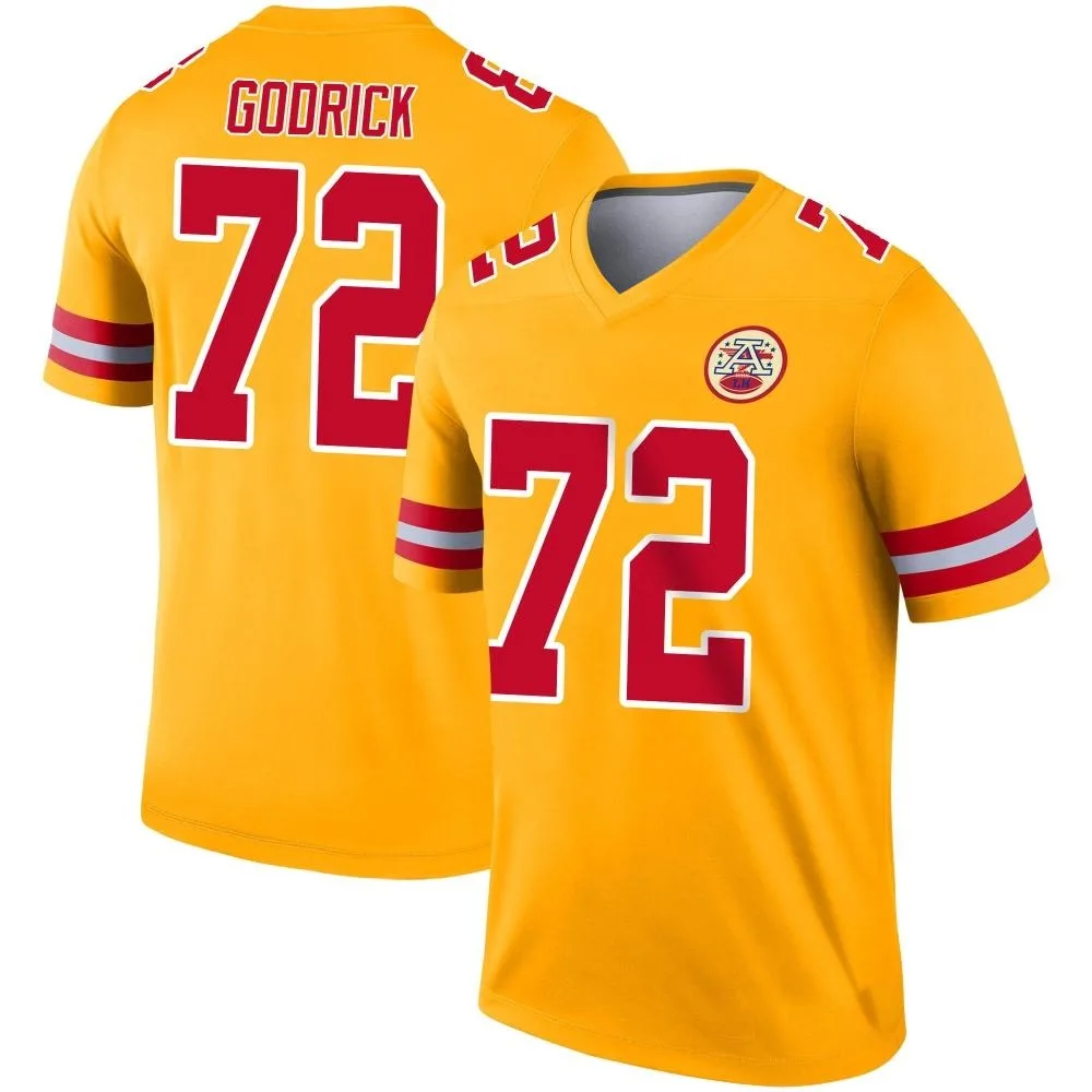 Men's Kansas City Chiefs Chukwuebuka Godrick Nike Inverted Legend Gold Jersey Men's Kansas City Chiefs Chukwuebuka Godrick Nike Inverted Legend Gold Jersey