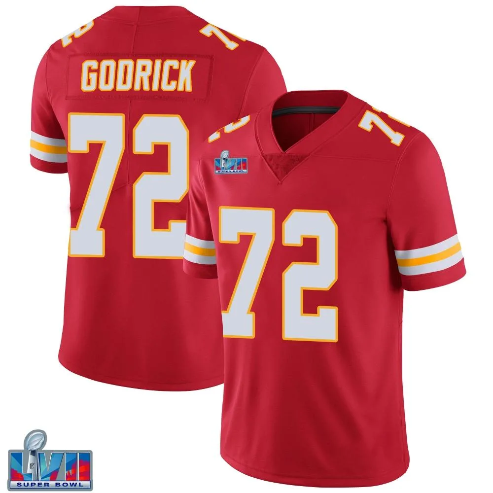 Men's Kansas City Chiefs Chukwuebuka Godrick Nike Team Color Vapor Untouchable Super Bowl LVII Patch Limited Red Jersey Men's Kansas City Chiefs Chukwuebuka Godrick Nike Team Color Vapor Untouchable Super Bowl LVII Patch Limited Red Jersey
