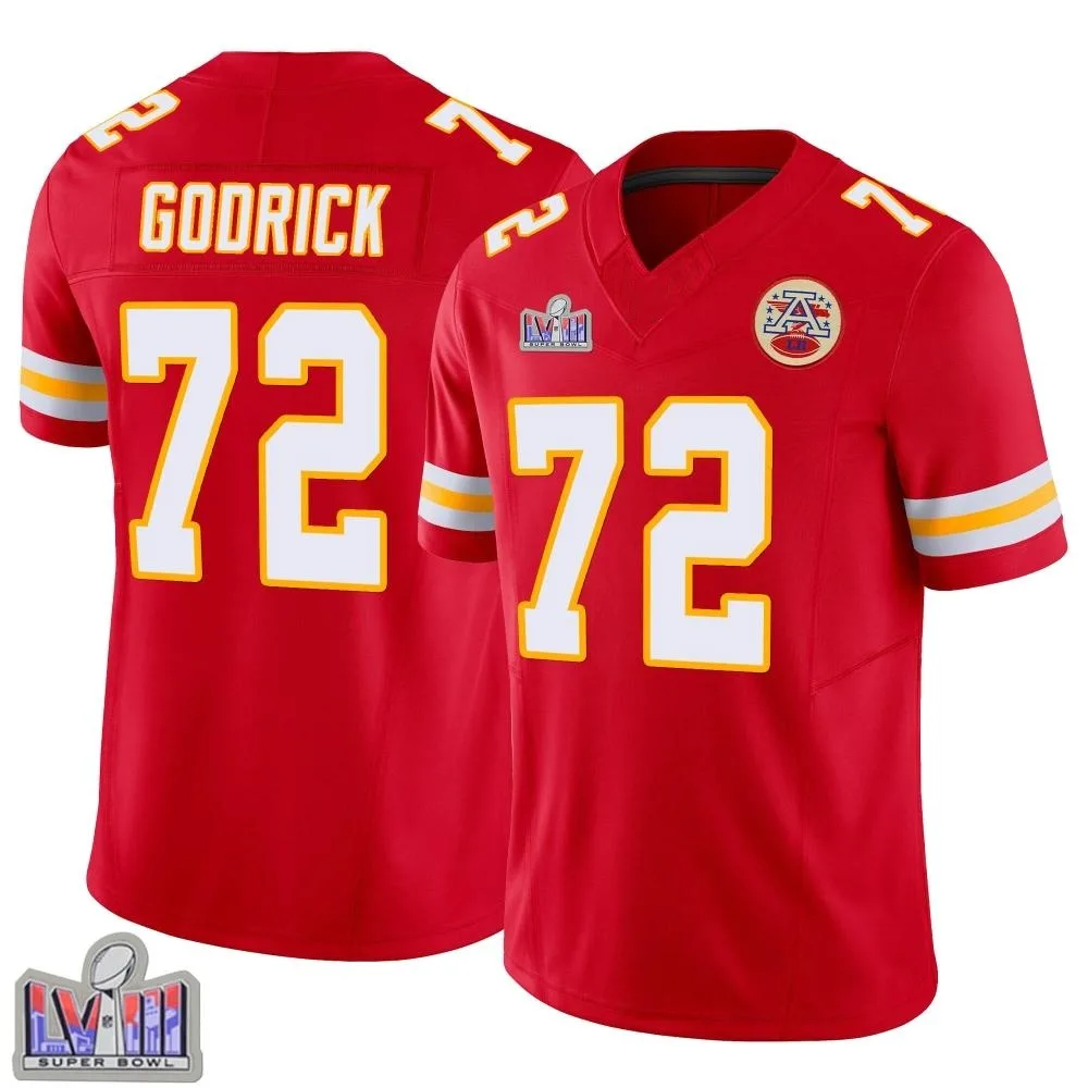 Men's Kansas City Chiefs Chukwuebuka Godrick Nike Vapor F.U.S.E. Super Bowl LVIII Patch Limited Red Jersey Men's Kansas City Chiefs Chukwuebuka Godrick Nike Vapor F.U.S.E. Super Bowl LVIII Patch Limited Red Jersey