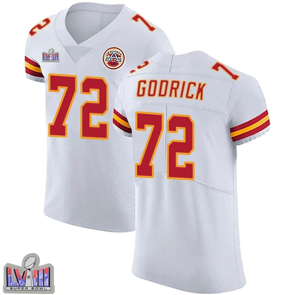 Men's Kansas City Chiefs Chukwuebuka Godrick Nike Vapor Untouchable Super Bowl LVIII Patch Elite White Jersey Men's Kansas City Chiefs Chukwuebuka Godrick Nike Vapor Untouchable Super Bowl LVIII Patch Elite White Jersey