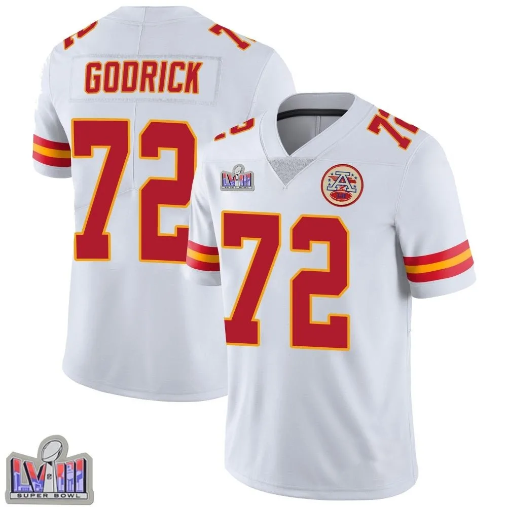 Men's Kansas City Chiefs Chukwuebuka Godrick Nike Vapor Untouchable Super Bowl LVIII Patch Limited White Jersey Men's Kansas City Chiefs Chukwuebuka Godrick Nike Vapor Untouchable Super Bowl LVIII Patch Limited White Jersey
