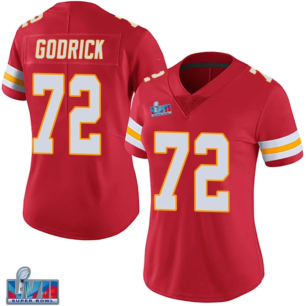 Women's Kansas City Chiefs Chukwuebuka Godrick Nike Team Color Vapor Untouchable Super Bowl LVII Patch Limited Red Jersey Women's Kansas City Chiefs Chukwuebuka Godrick Nike Team Color Vapor Untouchable Super Bowl LVII Patch Limited Red Jersey