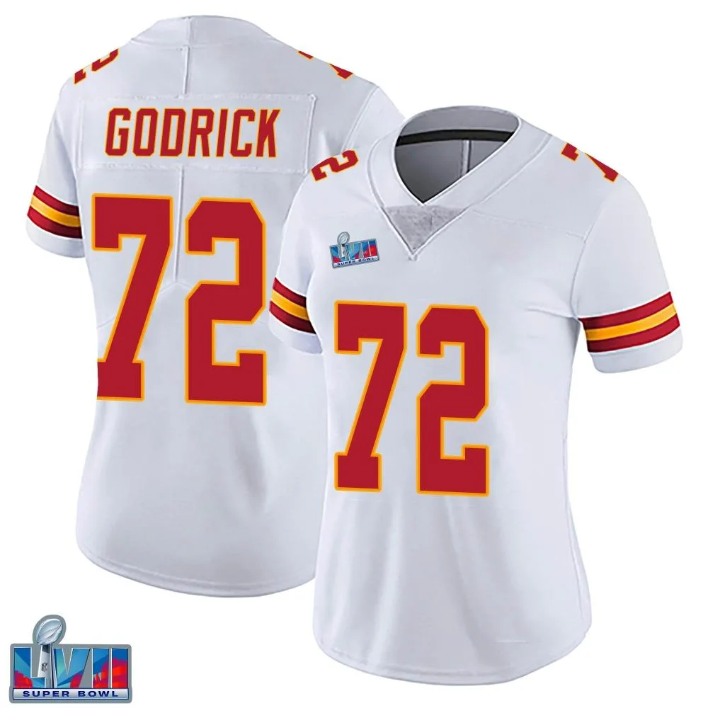 Women's Kansas City Chiefs Chukwuebuka Godrick Nike Vapor Untouchable Super Bowl LVII Patch Limited White Jersey Women's Kansas City Chiefs Chukwuebuka Godrick Nike Vapor Untouchable Super Bowl LVII Patch Limited White Jersey