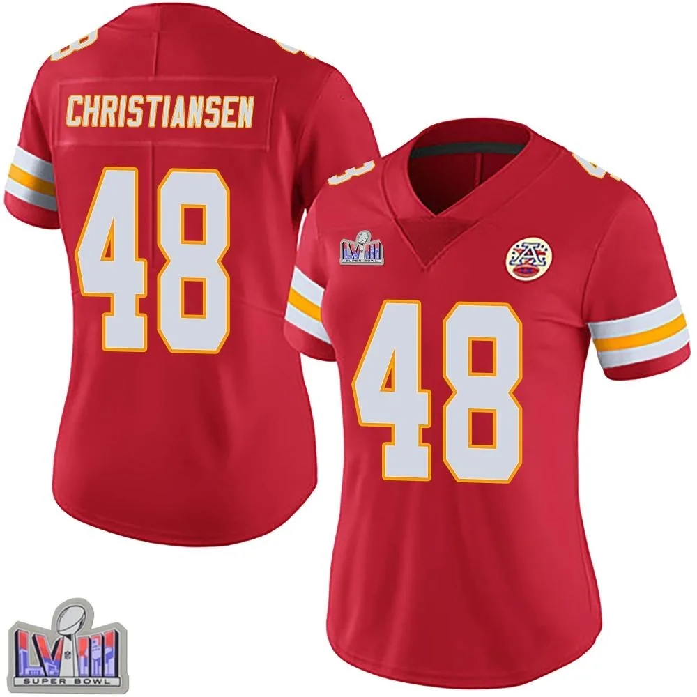 Women's Kansas City Chiefs Cole Christiansen Nike Team Color Vapor Untouchable Super Bowl LVIII Patch Limited Red Jersey Women's Kansas City Chiefs Cole Christiansen Nike Team Color Vapor Untouchable Super Bowl LVIII Patch Limited Red Jersey