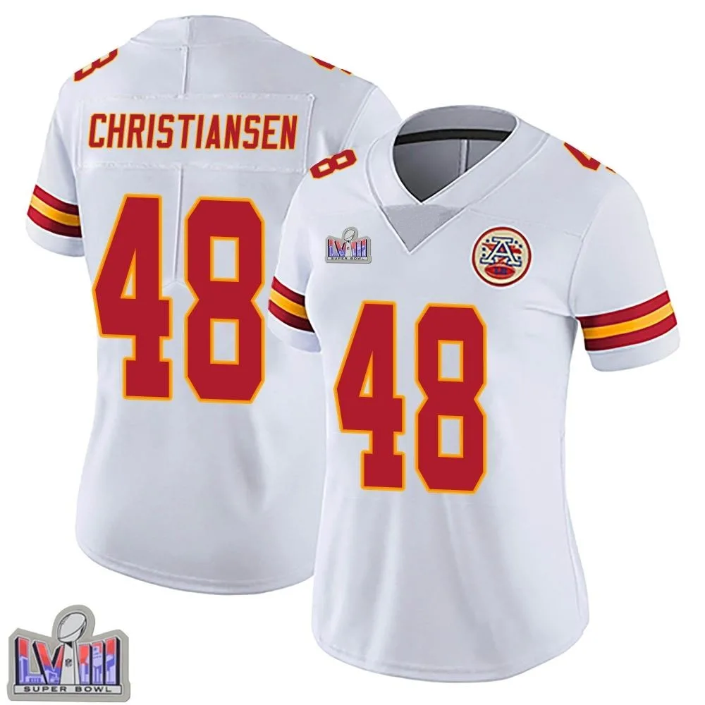 Women's Kansas City Chiefs Cole Christiansen Nike Vapor Untouchable Super Bowl LVIII Patch Limited White Jersey Women's Kansas City Chiefs Cole Christiansen Nike Vapor Untouchable Super Bowl LVIII Patch Limited White Jersey