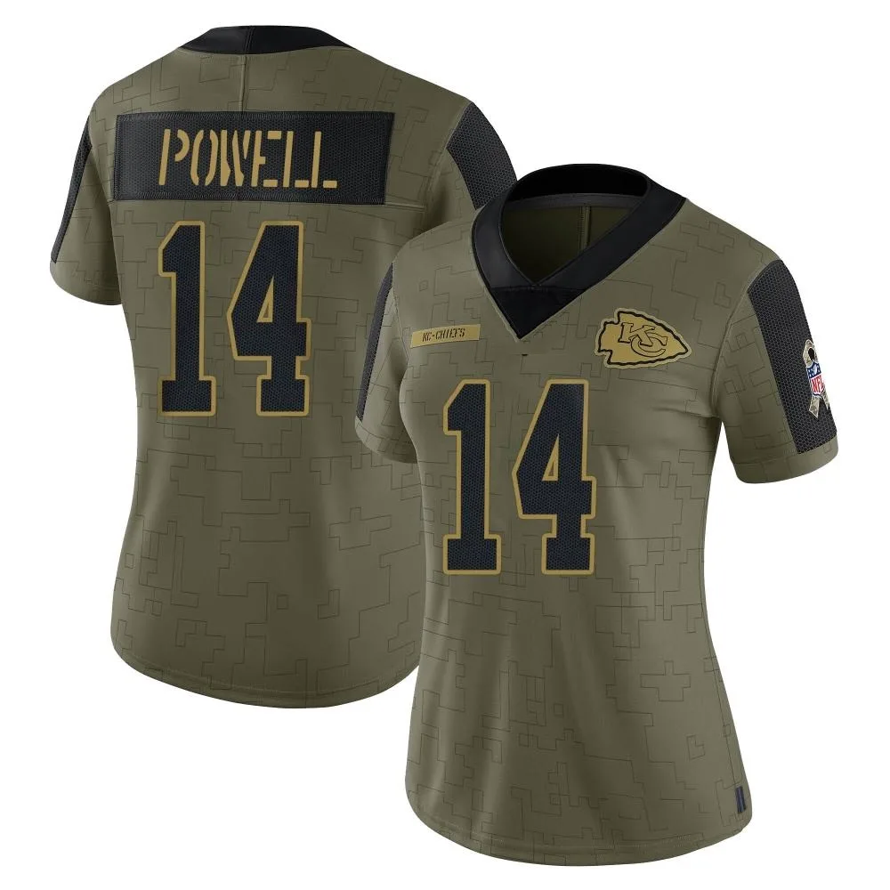 Women's Kansas City Chiefs Cornell Powell Nike 2021 Salute To Service Limited Olive Jersey Women's Kansas City Chiefs Cornell Powell Nike 2021 Salute To Service Limited Olive Jersey