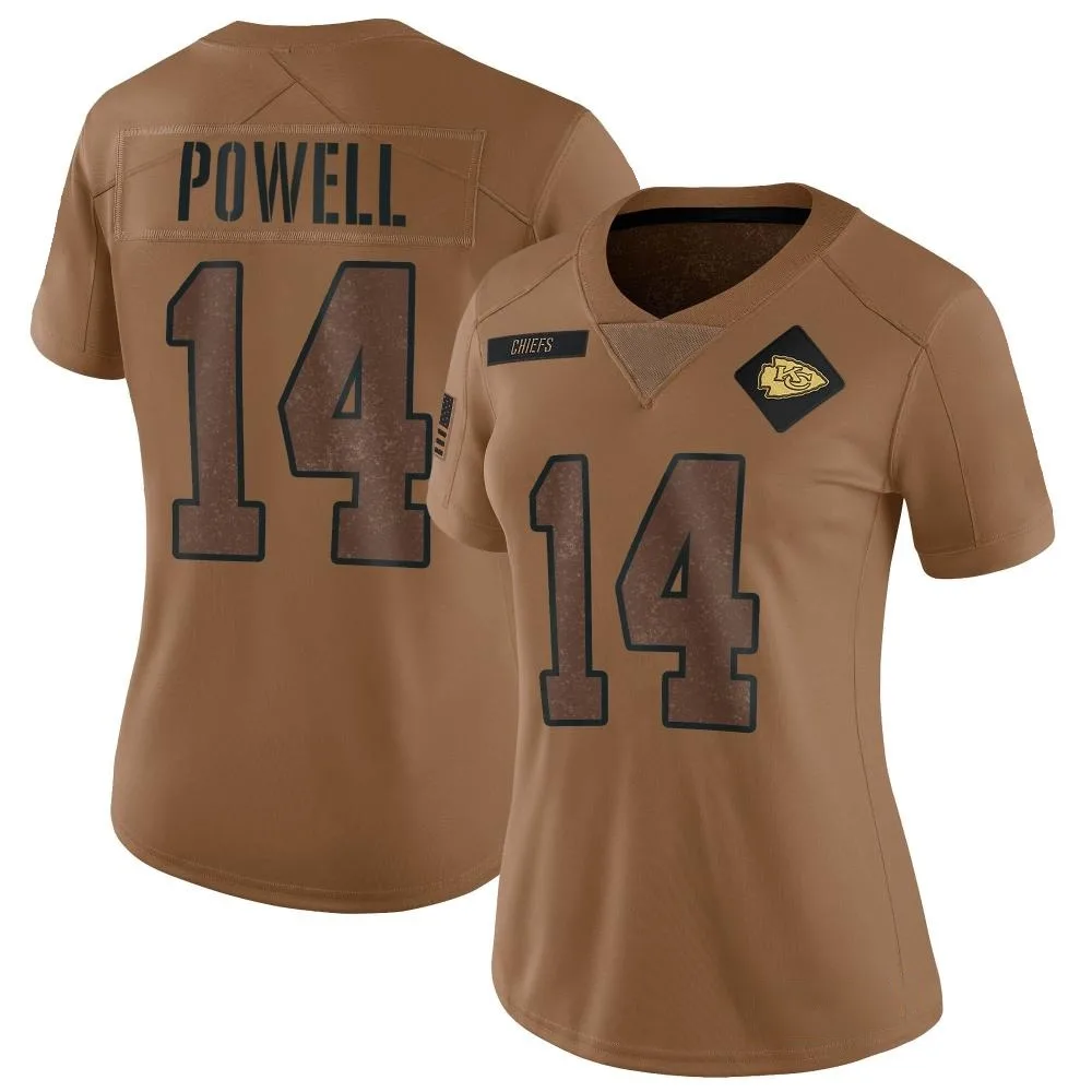 Women's Kansas City Chiefs Cornell Powell Nike 2023 Salute To Service Limited Brown Jersey Women's Kansas City Chiefs Cornell Powell Nike 2023 Salute To Service Limited Brown Jersey