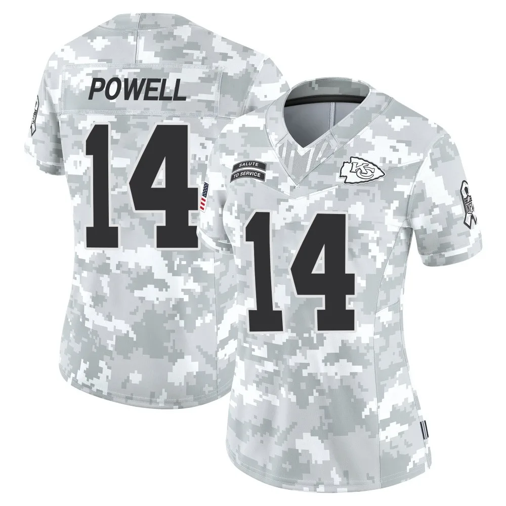 Women's Kansas City Chiefs Cornell Powell Nike 2024 Salute to Service Limited Arctic Camo Jersey Women's Kansas City Chiefs Cornell Powell Nike 2024 Salute to Service Limited Arctic Camo Jersey