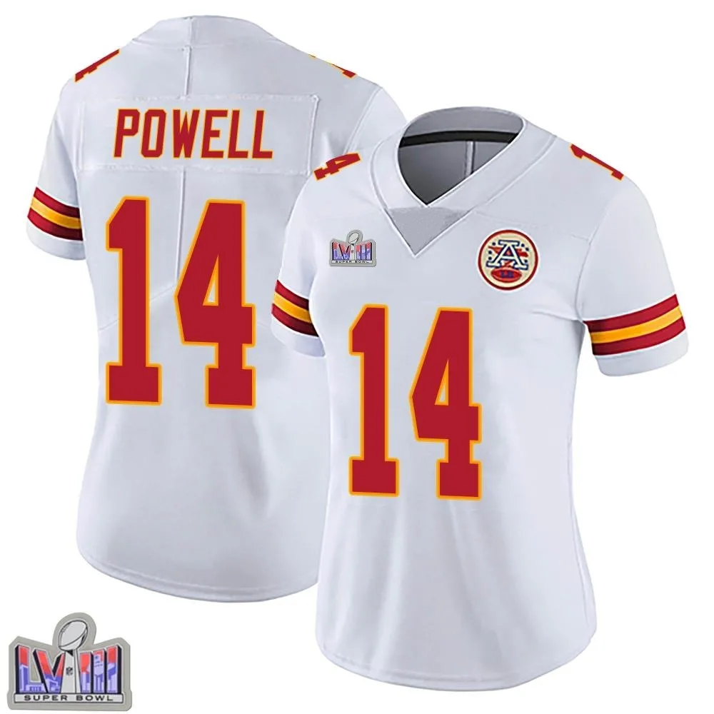 Women's Kansas City Chiefs Cornell Powell Nike Vapor Untouchable Super Bowl LVIII Patch Limited White Jersey Women's Kansas City Chiefs Cornell Powell Nike Vapor Untouchable Super Bowl LVIII Patch Limited White Jersey