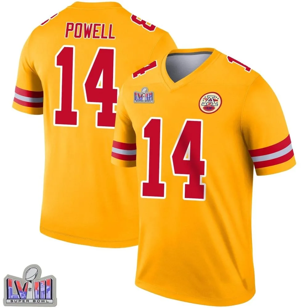 Youth Kansas City Chiefs Cornell Powell Nike Inverted Super Bowl LVIII Patch Legend Gold Jersey Youth Kansas City Chiefs Cornell Powell Nike Inverted Super Bowl LVIII Patch Legend Gold Jersey