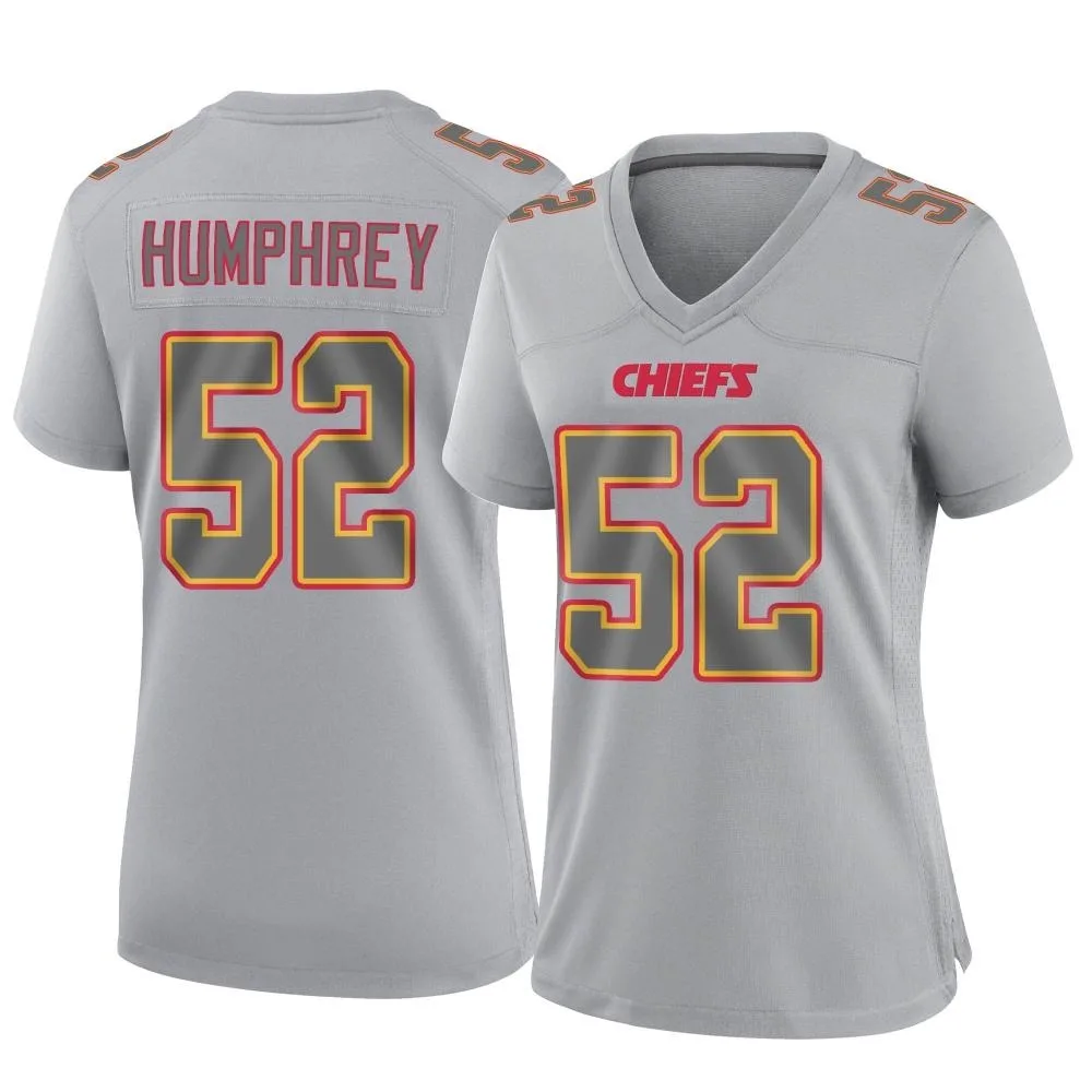 Women's Kansas City Chiefs Creed Humphrey Nike Atmosphere Fashion Game Gray Jersey Women's Kansas City Chiefs Creed Humphrey Nike Atmosphere Fashion Game Gray Jersey