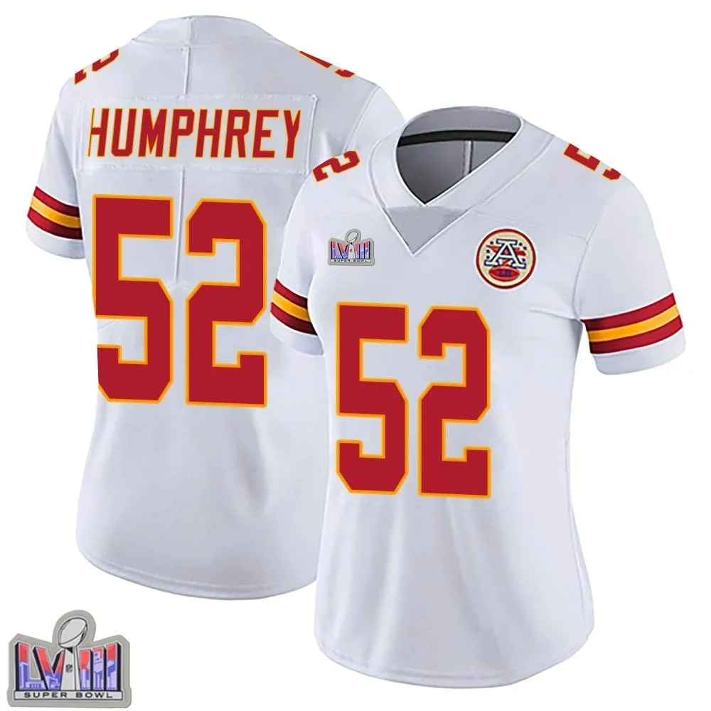 Women's Kansas City Chiefs Creed Humphrey Nike Vapor Untouchable Super Bowl LVIII Patch Limited White Jersey Women's Kansas City Chiefs Creed Humphrey Nike Vapor Untouchable Super Bowl LVIII Patch Limited White Jersey