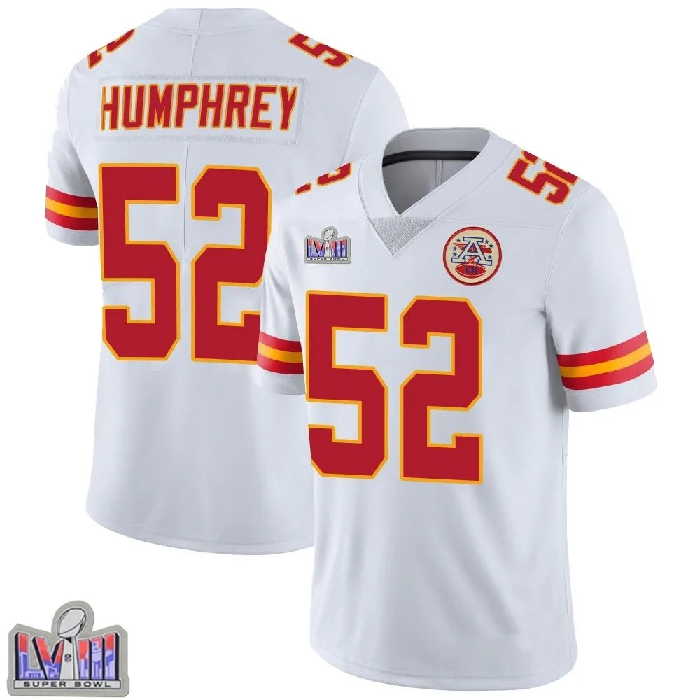 Youth Kansas City Chiefs Creed Humphrey Nike Vapor Untouchable Super Bowl LVIII Patch Limited White Jersey Youth Kansas City Chiefs Creed Humphrey Nike Vapor Untouchable Super Bowl LVIII Patch Limited White Jersey