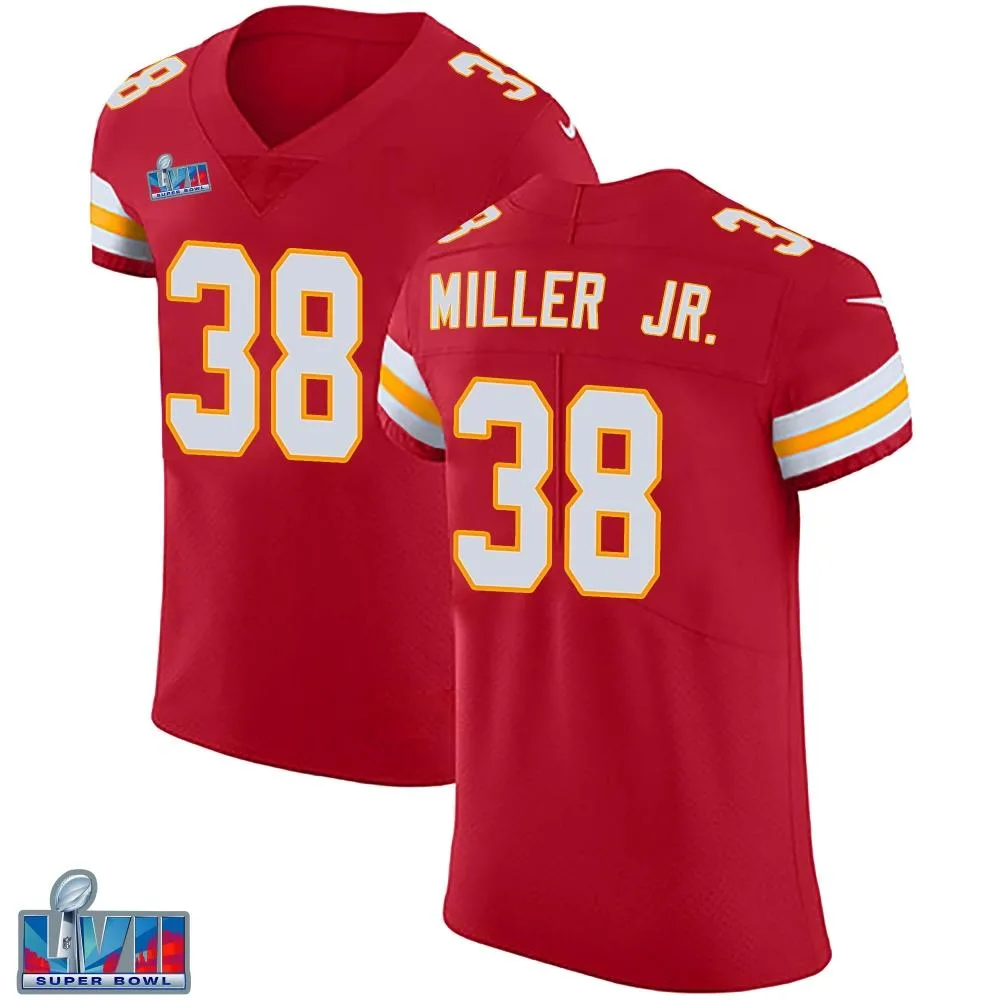 Men's Kansas City Chiefs D.j. Miller Jr. Nike Team Color Vapor Untouchable Super Bowl LVII Patch Elite Red Jersey Men's Kansas City Chiefs D.j. Miller Jr. Nike Team Color Vapor Untouchable Super Bowl LVII Patch Elite Red Jersey