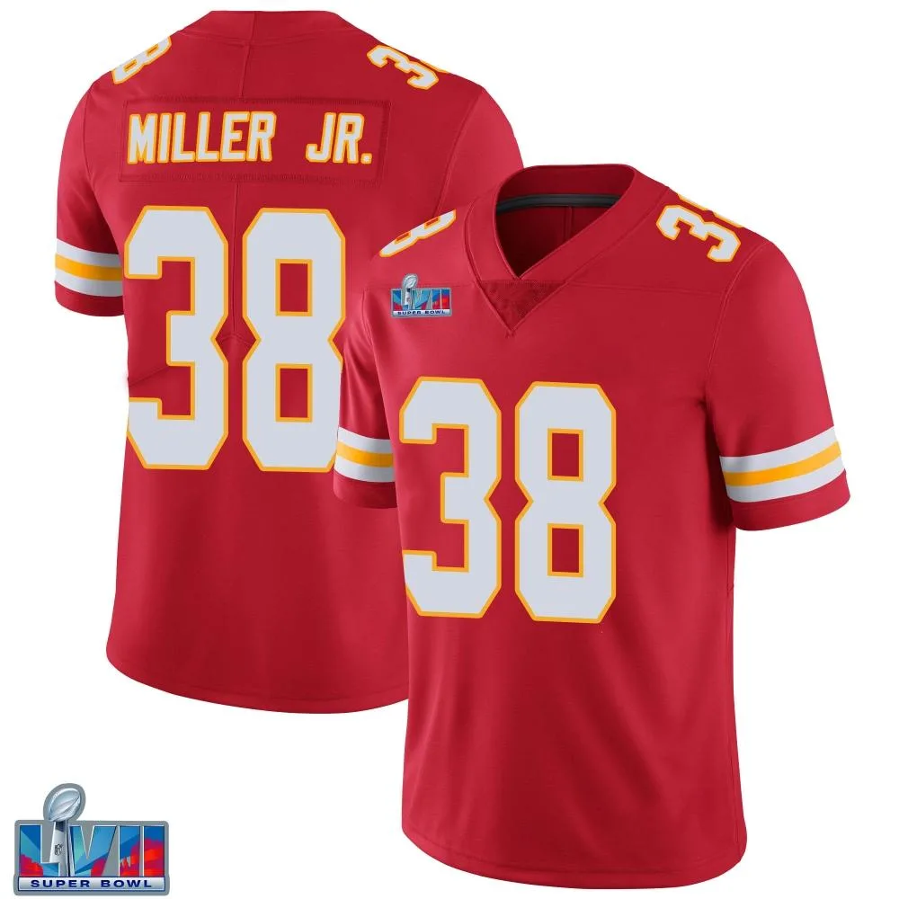 Men's Kansas City Chiefs D.j. Miller Jr. Nike Team Color Vapor Untouchable Super Bowl LVII Patch Limited Red Jersey Men's Kansas City Chiefs D.j. Miller Jr. Nike Team Color Vapor Untouchable Super Bowl LVII Patch Limited Red Jersey