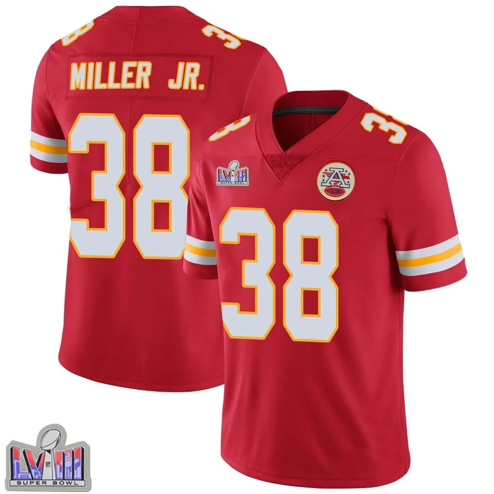 Men's Kansas City Chiefs D.j. Miller Jr. Nike Team Color Vapor Untouchable Super Bowl LVIII Patch Limited Red Jersey Men's Kansas City Chiefs D.j. Miller Jr. Nike Team Color Vapor Untouchable Super Bowl LVIII Patch Limited Red Jersey