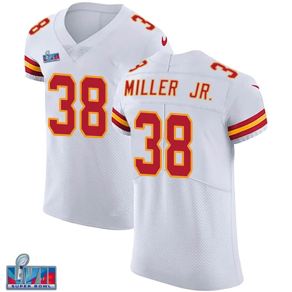 Men's Kansas City Chiefs D.j. Miller Jr. Nike Vapor Untouchable Super Bowl LVII Patch Elite White Jersey Men's Kansas City Chiefs D.j. Miller Jr. Nike Vapor Untouchable Super Bowl LVII Patch Elite White Jersey