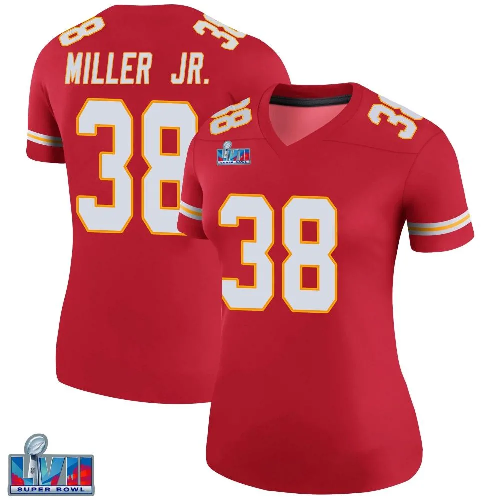 Women's Kansas City Chiefs D.j. Miller Jr. Nike Color Rush Super Bowl LVII Patch Legend Red Jersey Women's Kansas City Chiefs D.j. Miller Jr. Nike Color Rush Super Bowl LVII Patch Legend Red Jersey