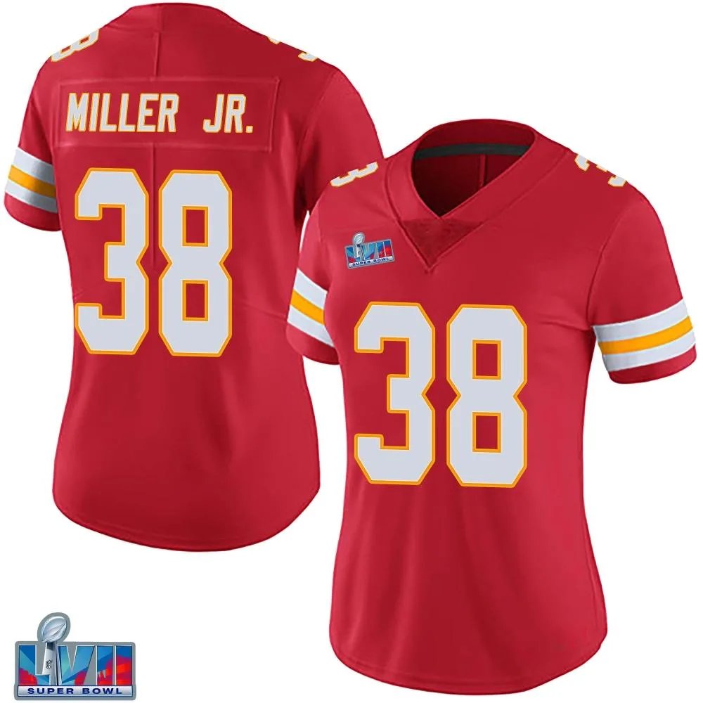 Women's Kansas City Chiefs D.j. Miller Jr. Nike Team Color Vapor Untouchable Super Bowl LVII Patch Limited Red Jersey Women's Kansas City Chiefs D.j. Miller Jr. Nike Team Color Vapor Untouchable Super Bowl LVII Patch Limited Red Jersey
