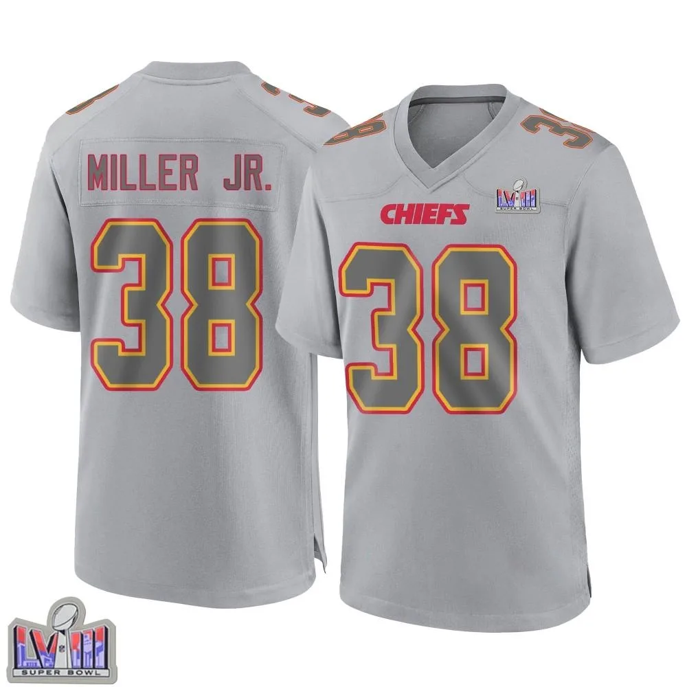 Youth Kansas City Chiefs D.j. Miller Jr. Nike Atmosphere Fashion Super Bowl LVIII Patch Game Gray Jersey Youth Kansas City Chiefs D.j. Miller Jr. Nike Atmosphere Fashion Super Bowl LVIII Patch Game Gray Jersey