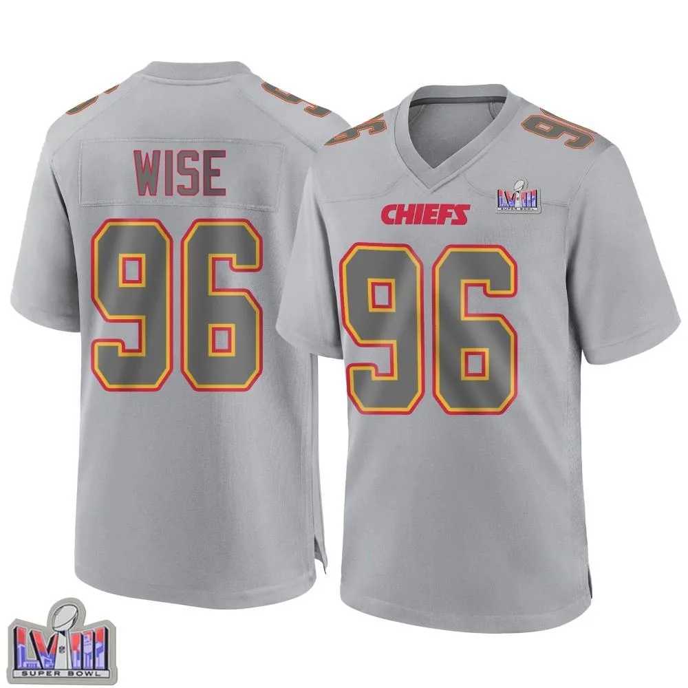 Men's Kansas City Chiefs Daniel Wise Nike Atmosphere Fashion Super Bowl LVIII Patch Game Gray Jersey Men's Kansas City Chiefs Daniel Wise Nike Atmosphere Fashion Super Bowl LVIII Patch Game Gray Jersey