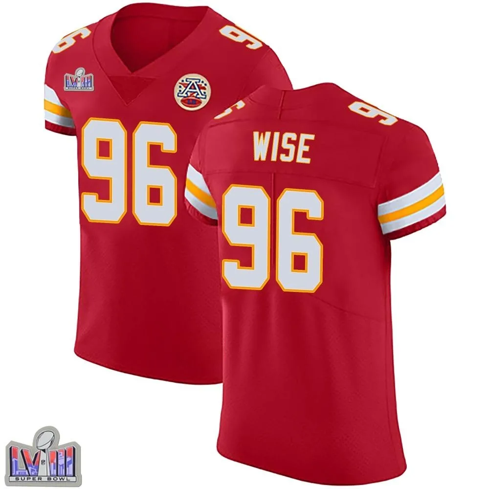 Men's Kansas City Chiefs Daniel Wise Nike Team Color Vapor Untouchable Super Bowl LVIII Patch Elite Red Jersey Men's Kansas City Chiefs Daniel Wise Nike Team Color Vapor Untouchable Super Bowl LVIII Patch Elite Red Jersey