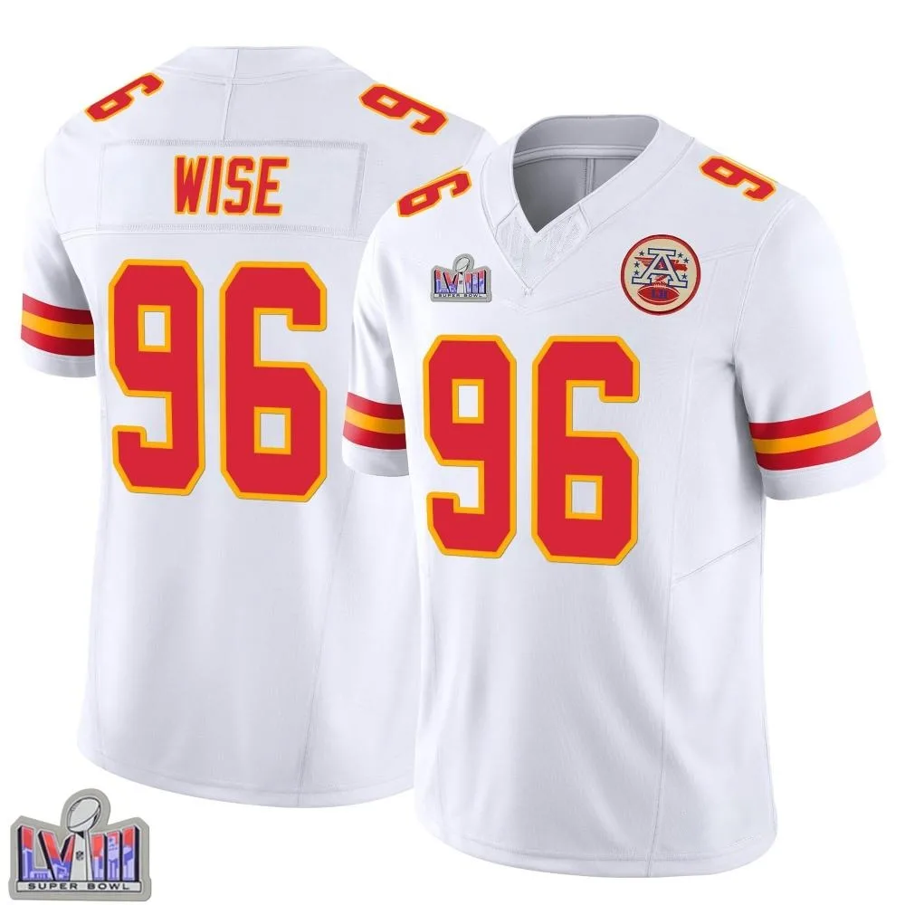 Men's Kansas City Chiefs Daniel Wise Nike Vapor F.U.S.E. Super Bowl LVIII Patch Limited White Jersey Men's Kansas City Chiefs Daniel Wise Nike Vapor F.U.S.E. Super Bowl LVIII Patch Limited White Jersey