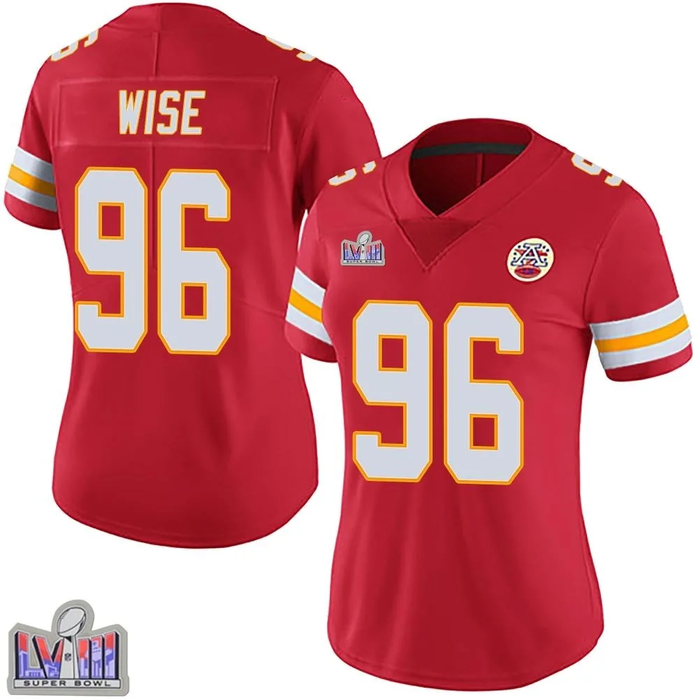 Women's Kansas City Chiefs Daniel Wise Nike Team Color Vapor Untouchable Super Bowl LVIII Patch Limited Red Jersey Women's Kansas City Chiefs Daniel Wise Nike Team Color Vapor Untouchable Super Bowl LVIII Patch Limited Red Jersey
