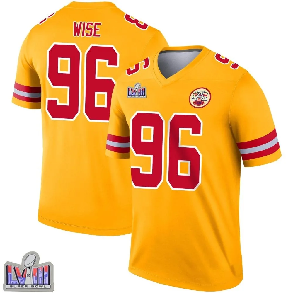 Youth Kansas City Chiefs Daniel Wise Nike Inverted Super Bowl LVIII Patch Legend Gold Jersey Youth Kansas City Chiefs Daniel Wise Nike Inverted Super Bowl LVIII Patch Legend Gold Jersey