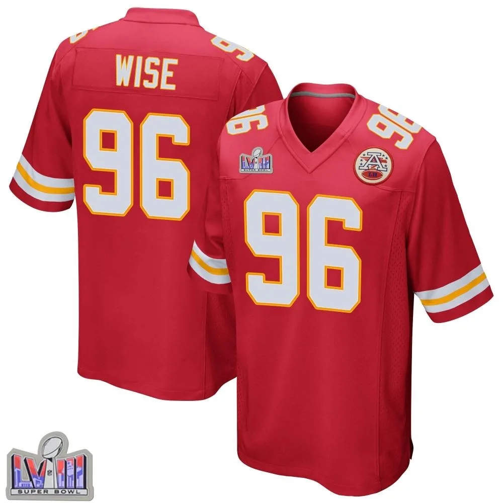 Youth Kansas City Chiefs Daniel Wise Nike Team Color Super Bowl LVIII Patch Game Red Jersey Youth Kansas City Chiefs Daniel Wise Nike Team Color Super Bowl LVIII Patch Game Red Jersey