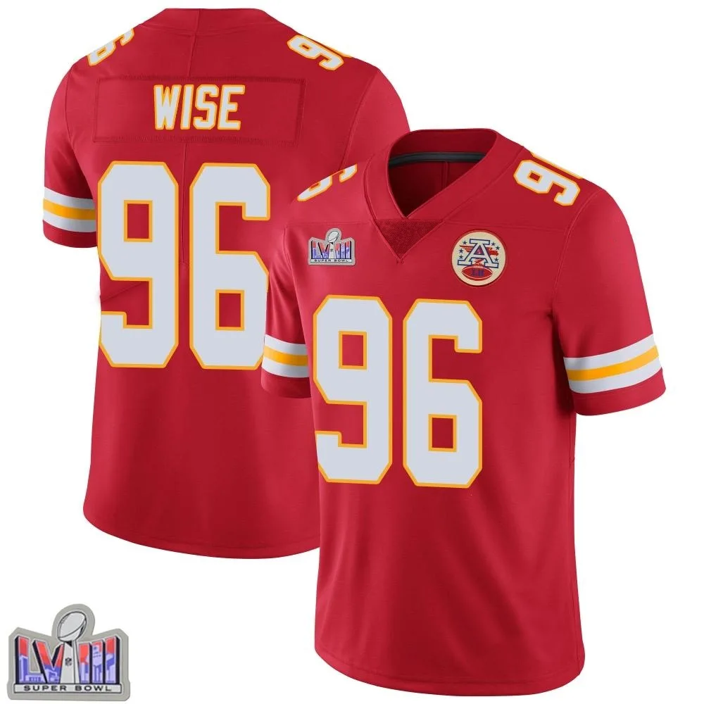Youth Kansas City Chiefs Daniel Wise Nike Team Color Vapor Untouchable Super Bowl LVIII Patch Limited Red Jersey Youth Kansas City Chiefs Daniel Wise Nike Team Color Vapor Untouchable Super Bowl LVIII Patch Limited Red Jersey
