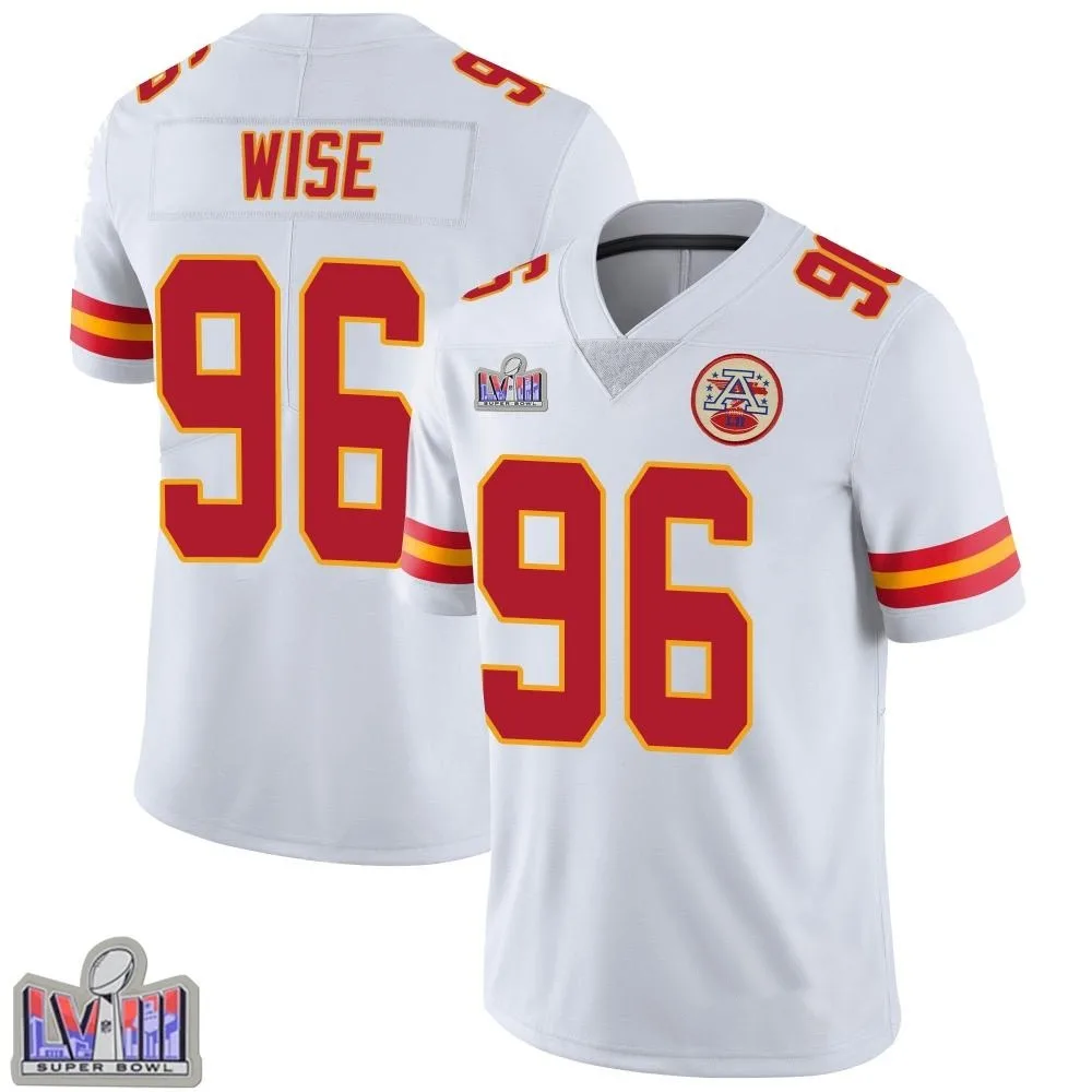 Youth Kansas City Chiefs Daniel Wise Nike Vapor Untouchable Super Bowl LVIII Patch Limited White Jersey Youth Kansas City Chiefs Daniel Wise Nike Vapor Untouchable Super Bowl LVIII Patch Limited White Jersey