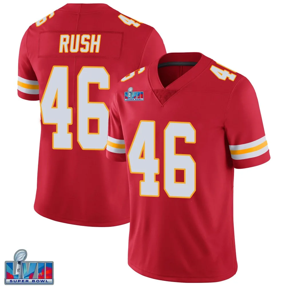 Youth Kansas City Chiefs Darius Rush Nike Team Color Vapor Untouchable Super Bowl LVII Patch Limited Red Jersey Youth Kansas City Chiefs Darius Rush Nike Team Color Vapor Untouchable Super Bowl LVII Patch Limited Red Jersey