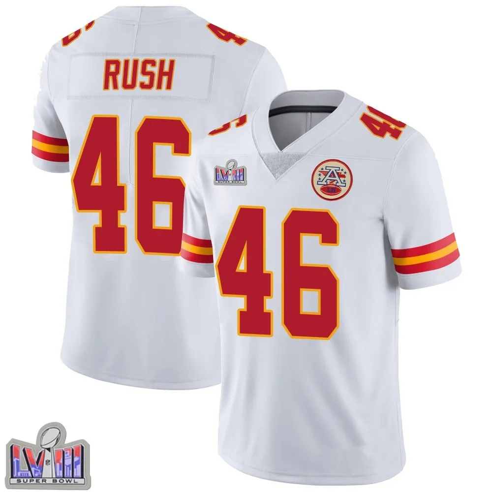 Youth Kansas City Chiefs Darius Rush Nike Vapor Untouchable Super Bowl LVIII Patch Limited White Jersey Youth Kansas City Chiefs Darius Rush Nike Vapor Untouchable Super Bowl LVIII Patch Limited White Jersey